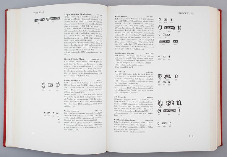 BÖCKER: Svenskt Silversmide av C Hernmark, Å Stavenow och G Munthe, 4 volymer (3+1).