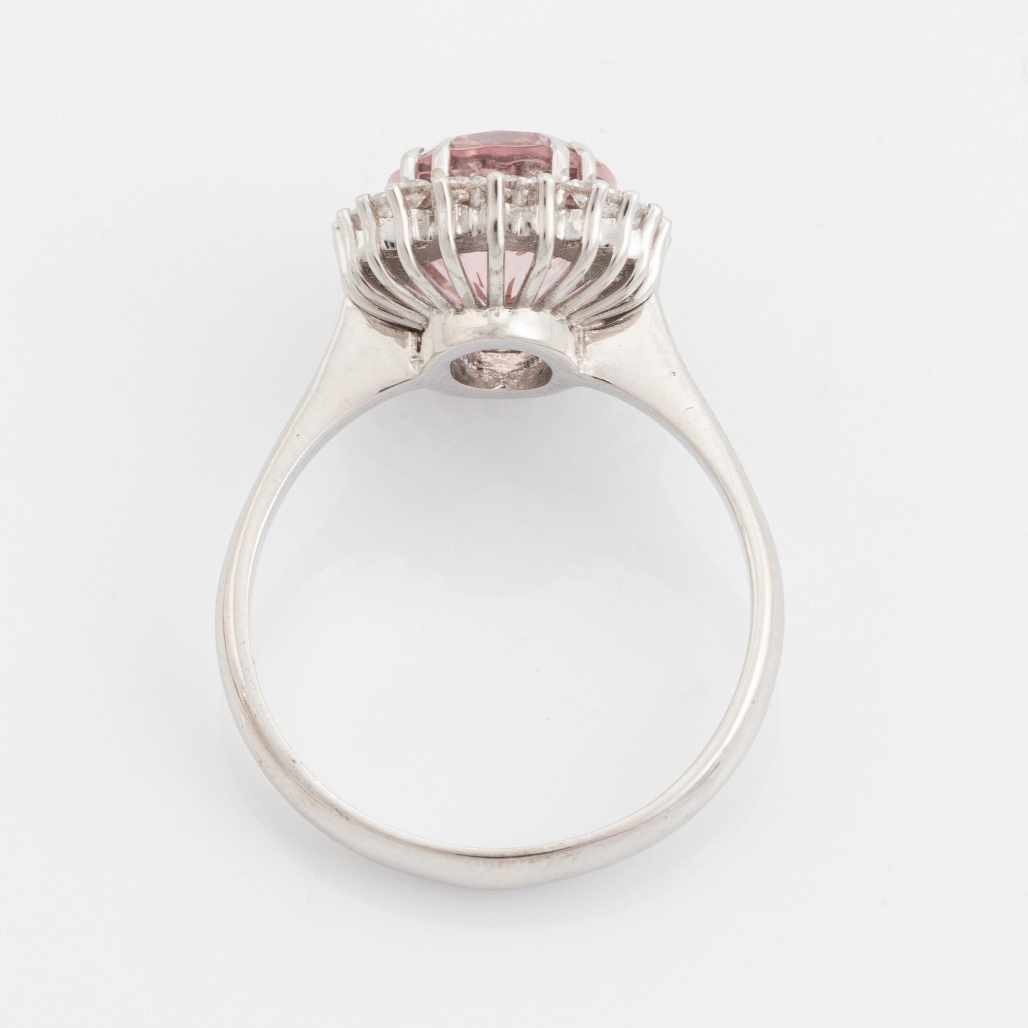Morganite and brilliant cut diamond ring.