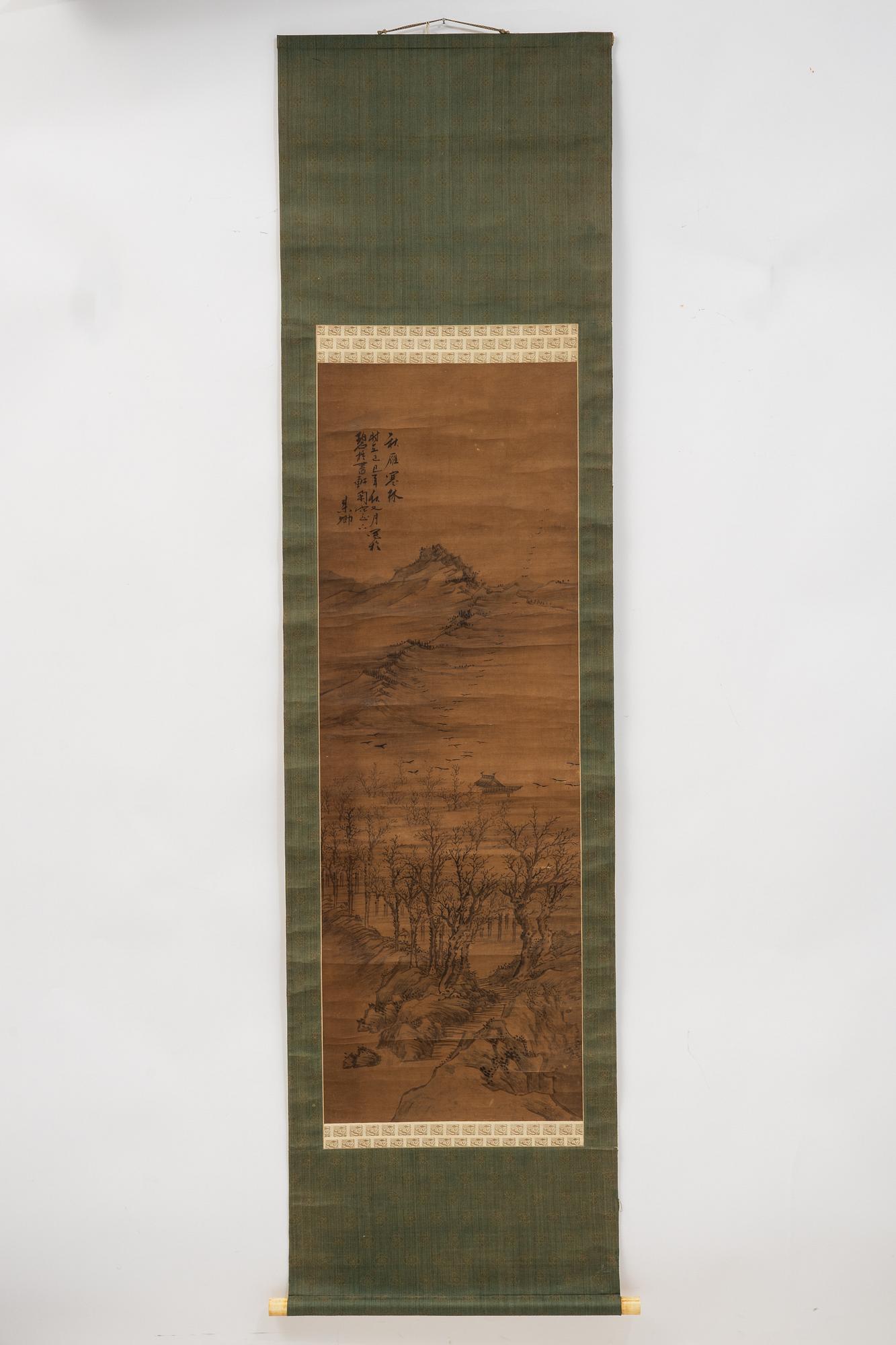 Oidentifierad konstnär, Bergslandskao med tempel, Japan, 1900-talets första del.