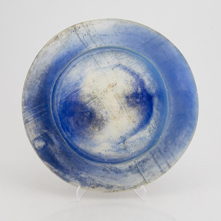Siv Lagerström, dish, large model, acrylic plastic, blue-toned.