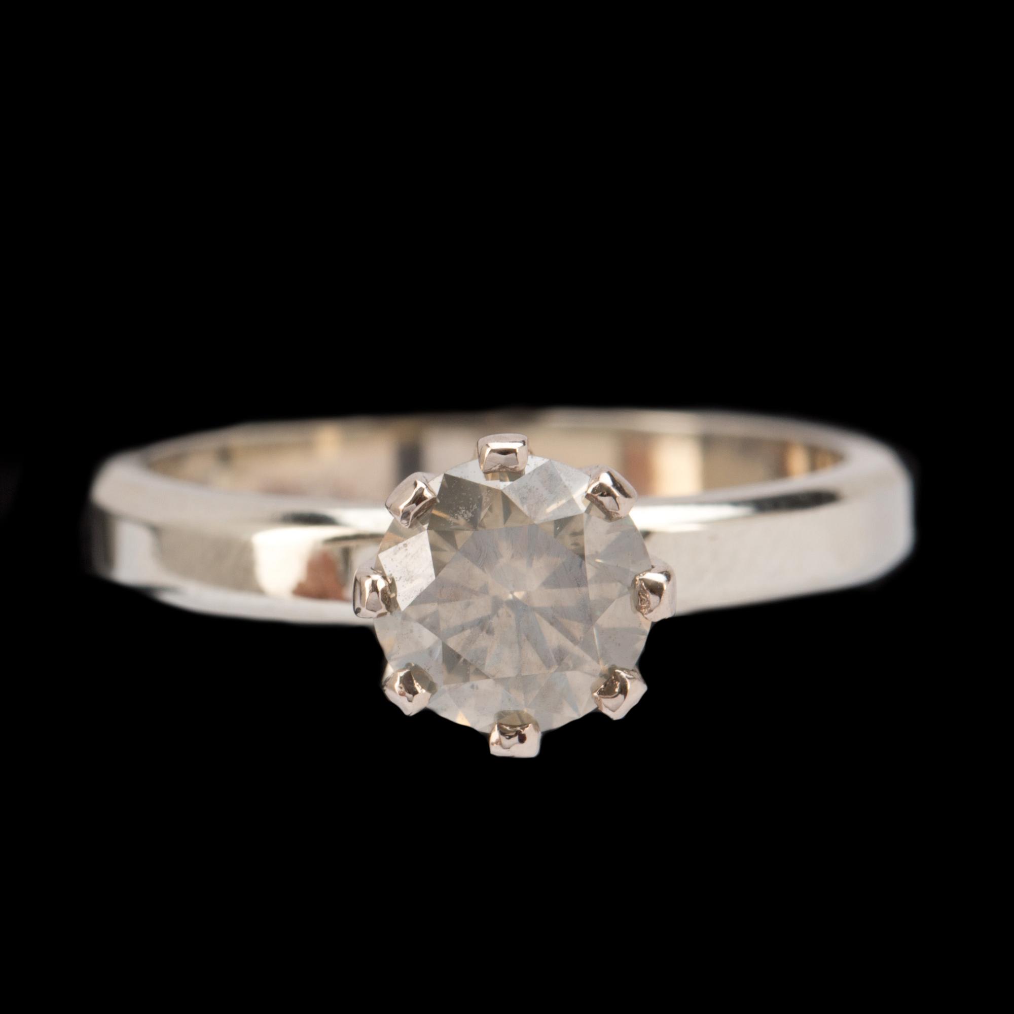 RING, 18k, briljantslipad diamant ca 1,00ct. Vikt ca 4,5g.