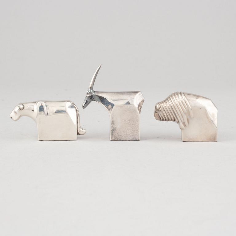 Gunnar Cyrén, figuriner, 3 st, silverpläterad zink, Dansk Designs, Japan.