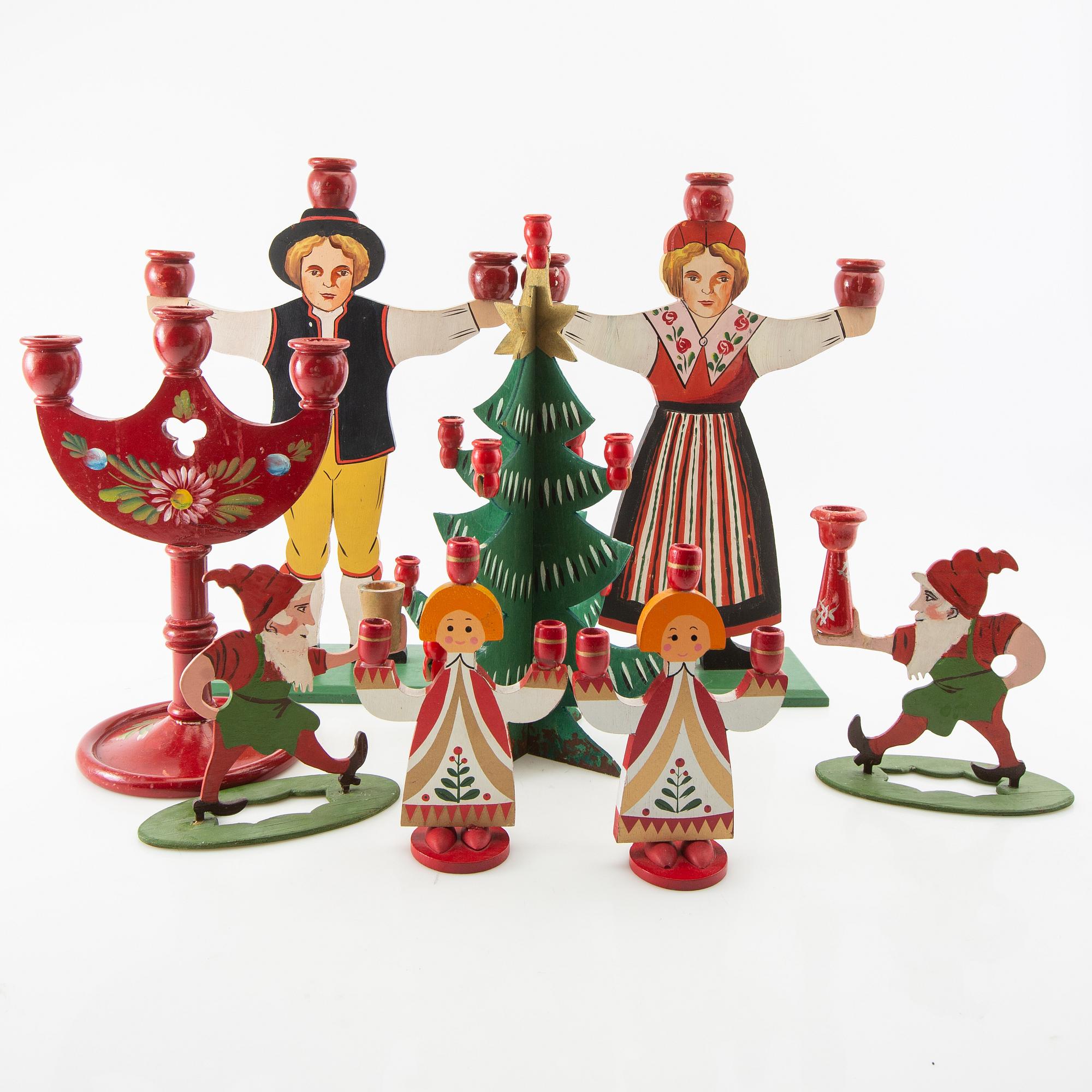 Candelabras/Candle holders 8 pcs 20th century painted wood,