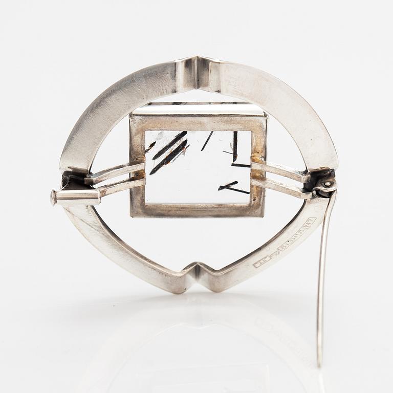 Elis Kauppi, A silver and rutile quartz brooch. Kupittaan kulta, Turku 1966.