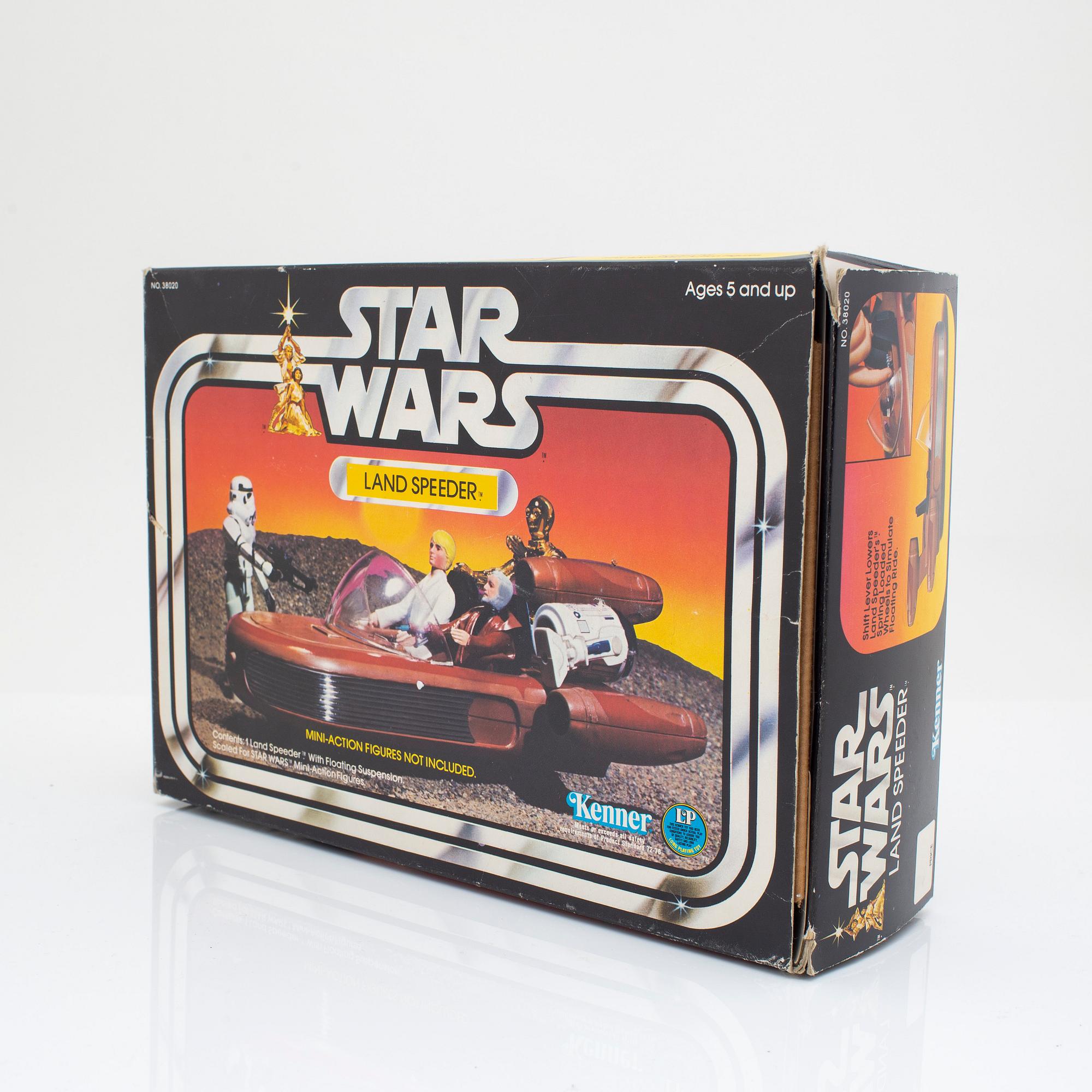 STAR WARS, Artoo-Detoo (R2-D2) ROTJ 65 back-b AFA 75 EX+/NM, See-Threepio(C3PO) POTF & Land Speeder, Kenner 1977-1984.