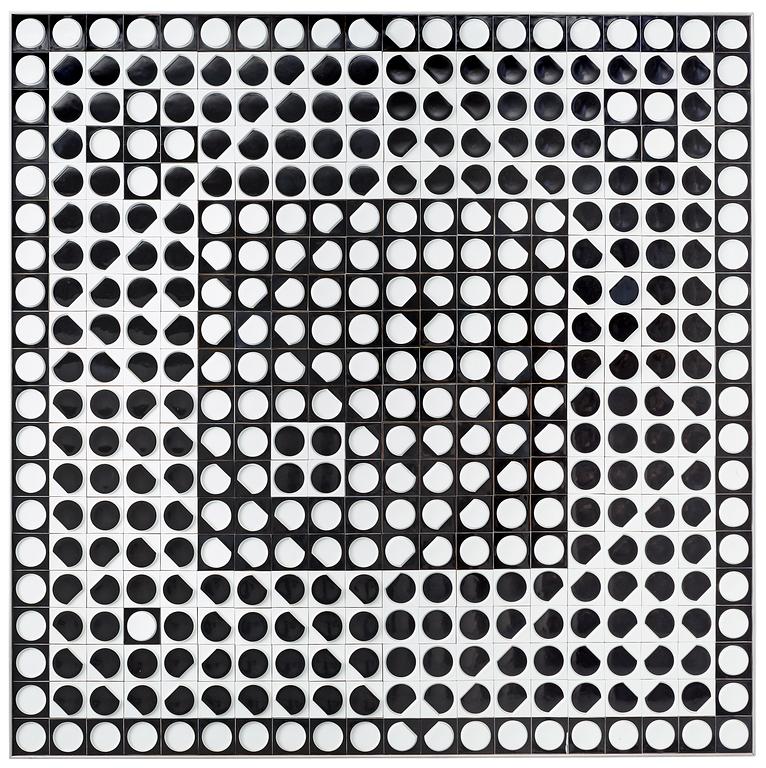 A Victor Vasarely porcelain wall relief by Rosenthal.