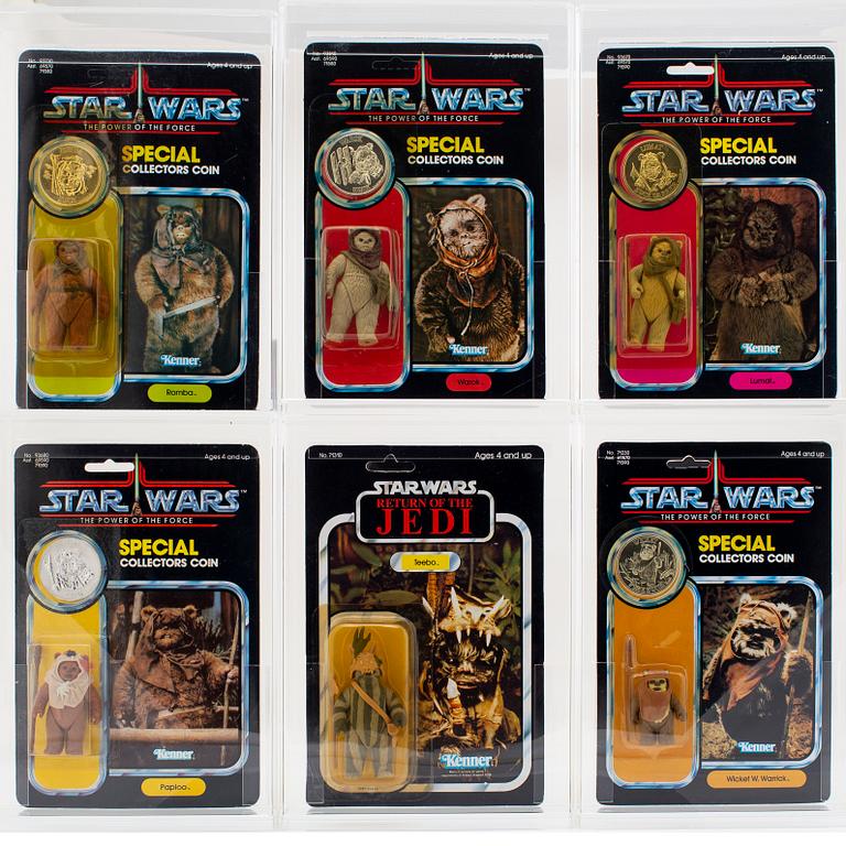 STAR WARS, 6 st, Wicket W. Warrick, Teebo, Warok, Paploo, Lumat, Romba, POTF & ROTJ, Kenner 1983-1984.