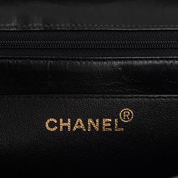 Chanel, a dark brown leather 'Jumbo Classic Flap Bag', vintage.