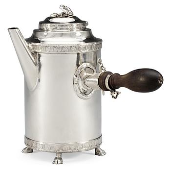 585. A Swedish 18th century silver coffee-pot, marks of Julius Marianus Bergs, Stockholm 1779.