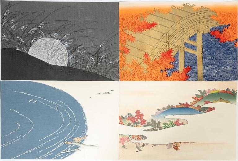 Kamisaka Sekka, after, Four woodblock prints, 20th century.