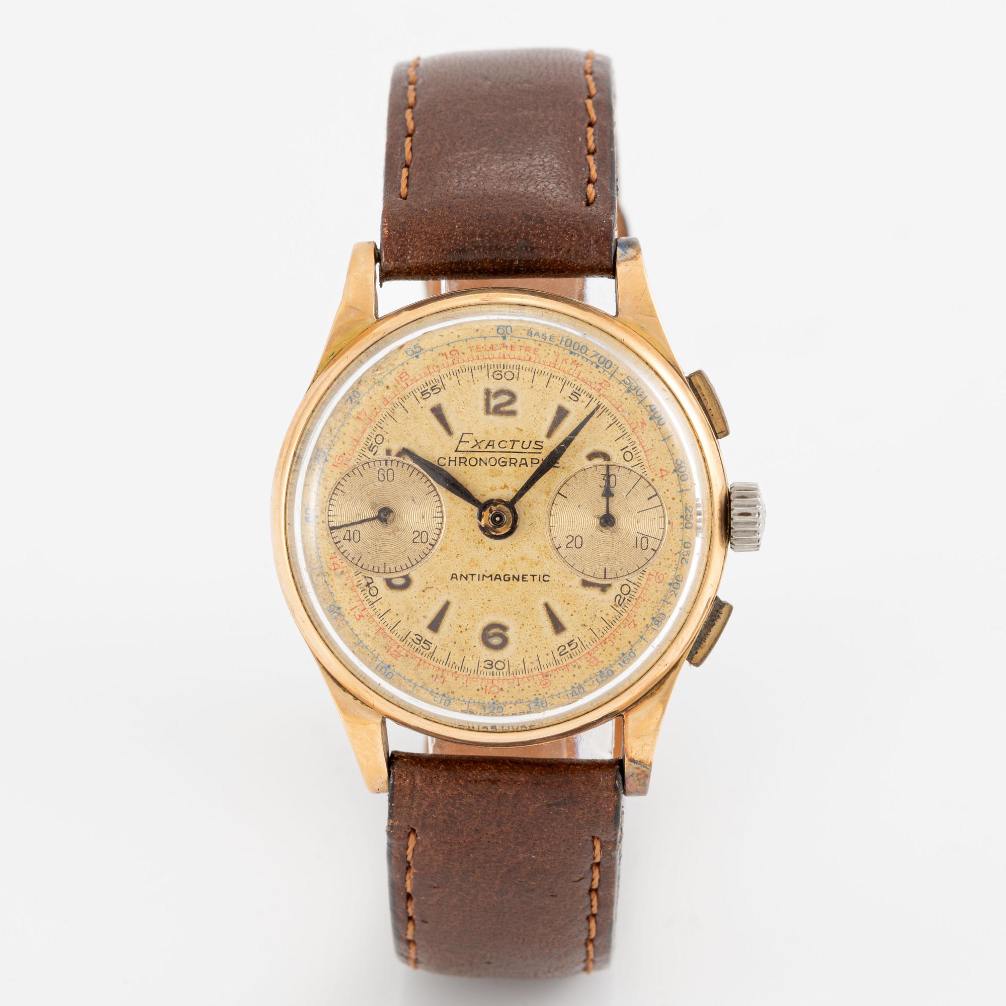 Exactus, chronograph, wristwatch, 33 mm.