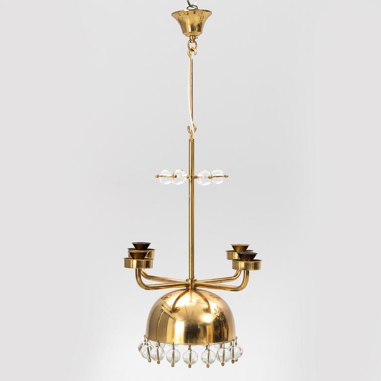 Erik Höglund, a brass ceiling lamp, Eriksmåla, Sweden, 1960's. Provenance Sven Lundh.