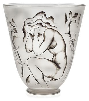 725. A Vicke Lindstrand painted vase, Orrefors 1930.