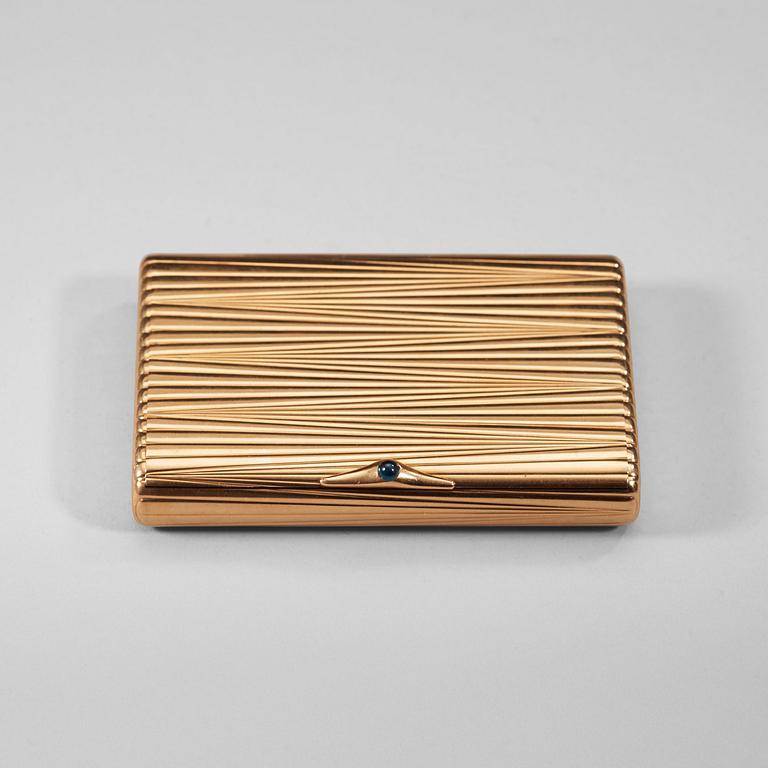 A Russian 20th century gold cigarette-case, unidentified makers mark, St. Petersburg 1908-1917.