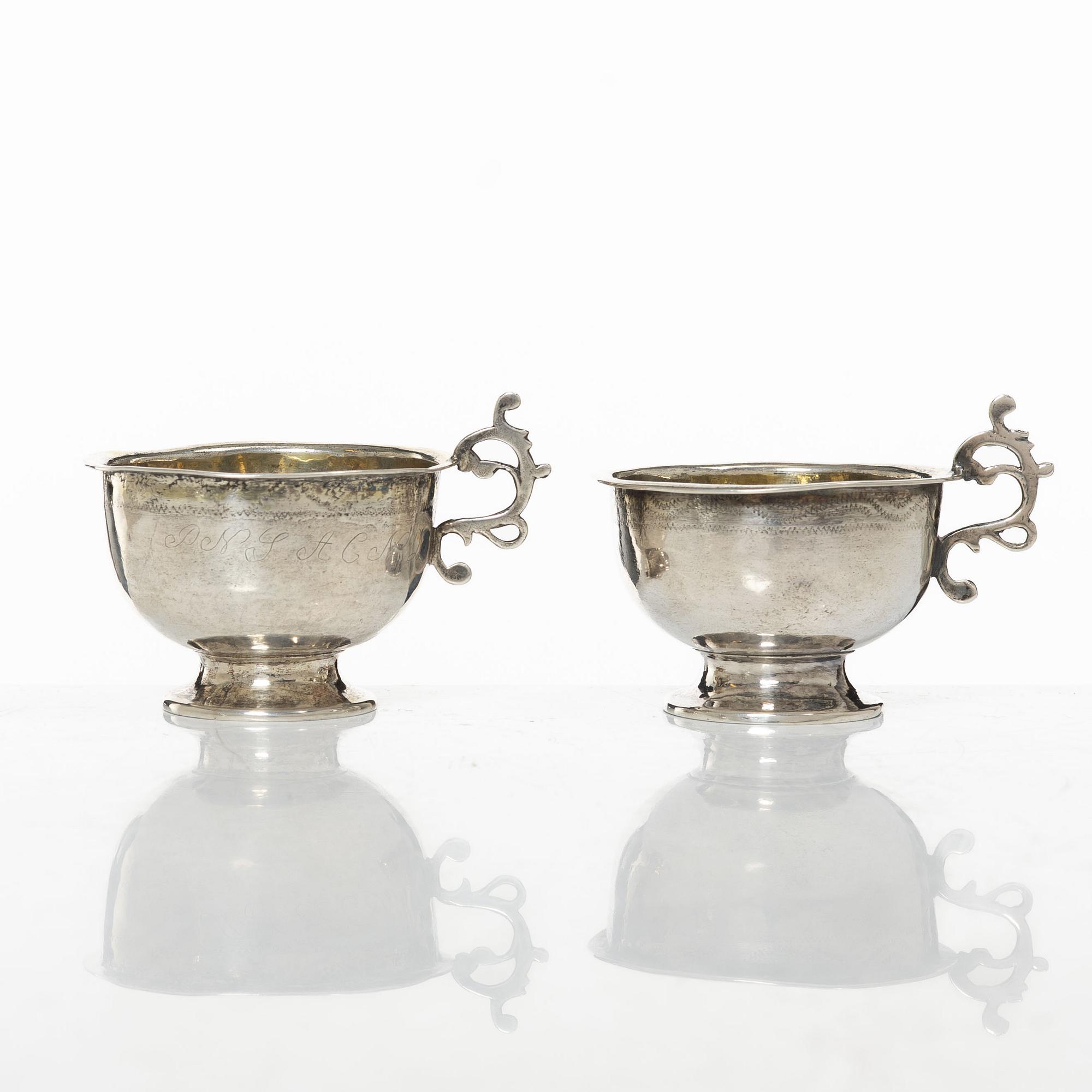 Erik Ericson, supkoppar, ett par, silver, Uppsala 1788.