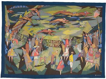 188. Lars Gynning, A TAPESTRY, "Ulriksdal", tapestry weave, ca 219 x 296
 cm, signed Gynning PF AUBUSSON.