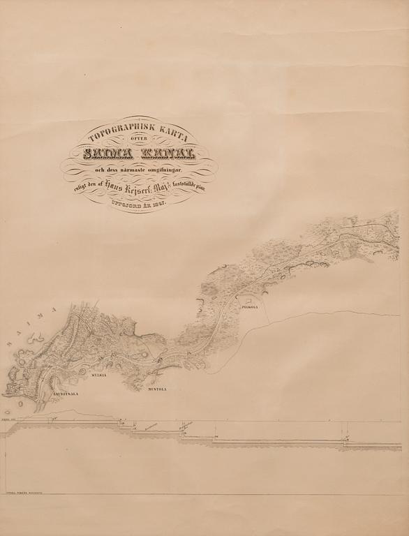 KARTOR, 7 st, litografi, F. Tengström, 1800-talets mitt.