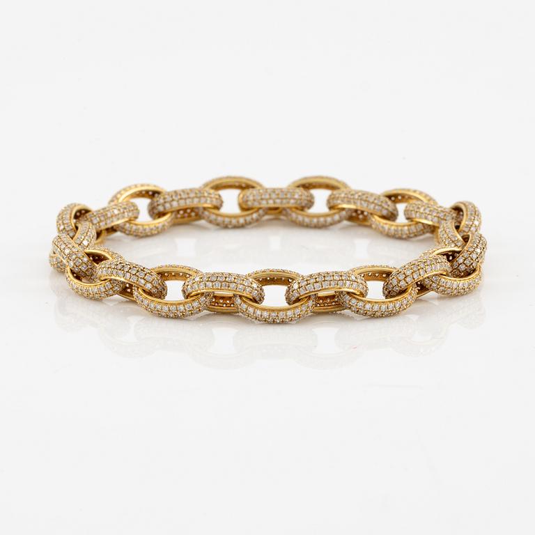 Bracelet 18K gold with octagon-cut diamonds totalling approximately 7.63 ct,.