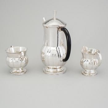 KAFFESERVIS, 3 delar, okänd mästare, Sverige 1916, silver.
