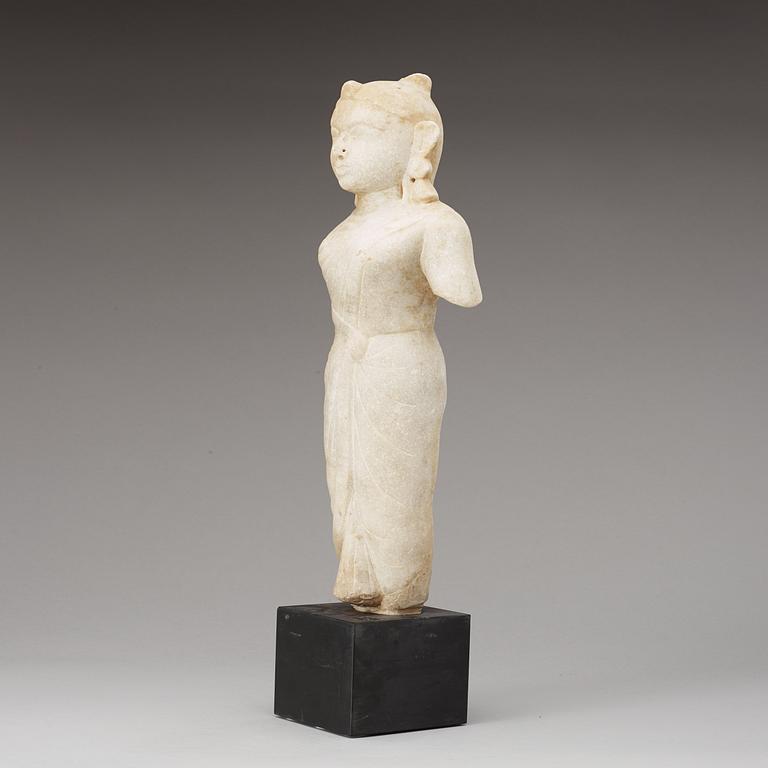 A Marble figure of a standing male figure, presumably Gujrat or Rajasthan, 17/18th Century.