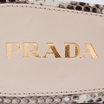 PRADA, a pair of snakeskin embossed leather sandals. Size 39.