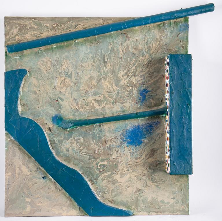 Stephen Buckley, triptyk, mixed media on canvas, signed and dated 1985 verso.