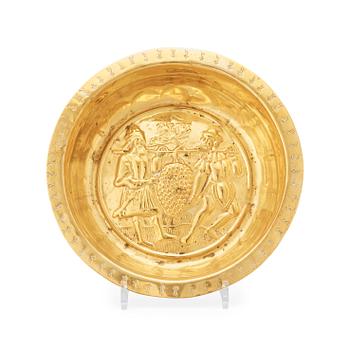 583. A brass alms bowl, Southern Germany, probably Nuremberg, 16th century.