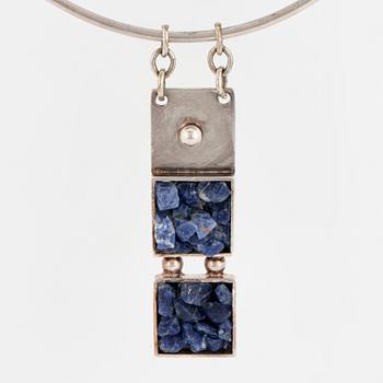 Necklace with pendant, D.S Denmark, silver with sodalite.