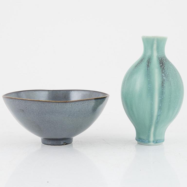 Berndt Friberg, three stoneware vases and a bowl, Gustavsbergs studio 1967-68, and Gustavsberg.