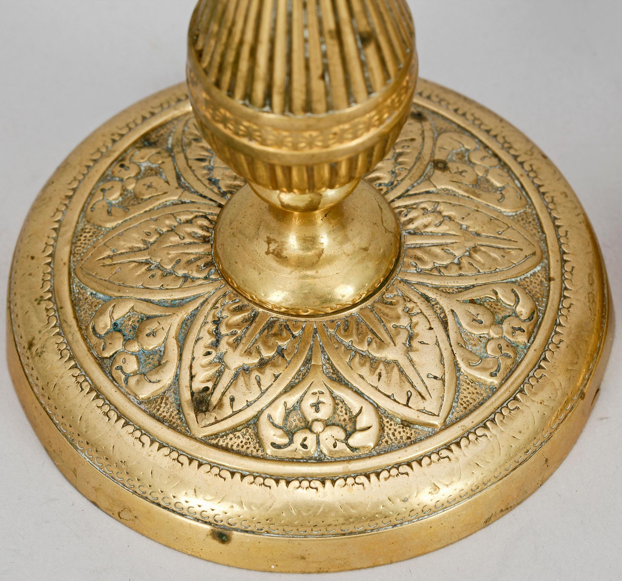 LJUSSTAKAR, ett par, mässing, empire, 1800-talets första hälft.