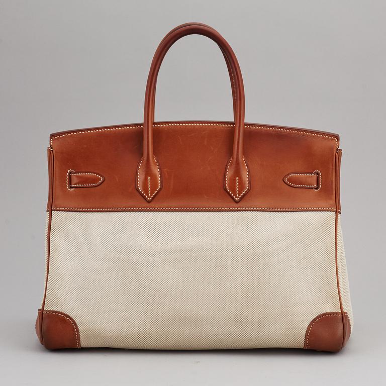 HERMÈS, a 'Birkin 35' leather and canvas bag from 2001.