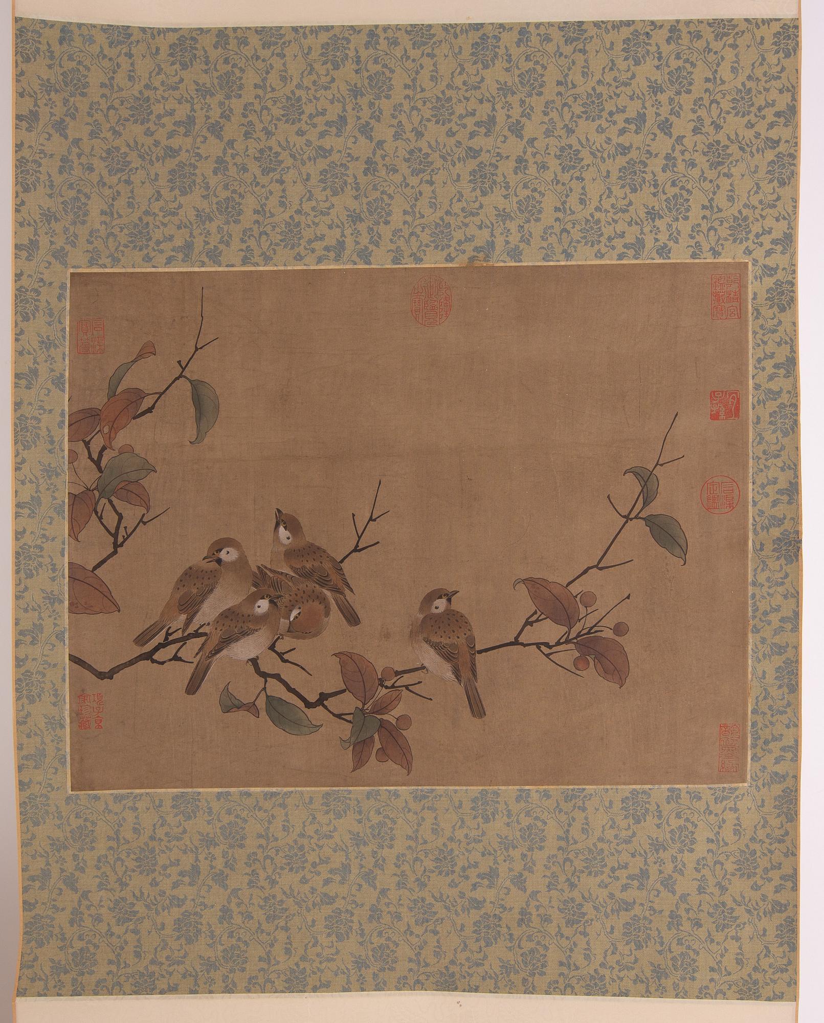 RULLMÅLNING, tusch och färg på siden, Kina, 1950/60-tal.