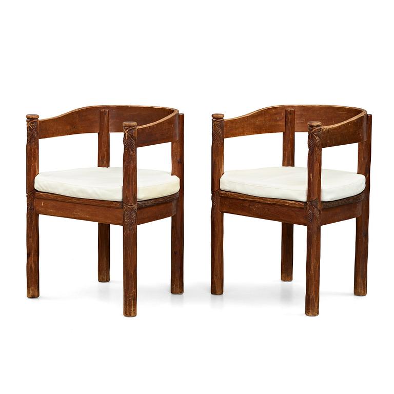 BRÖDERNA ERIKSSON (The Eriksson brothers), attributed to, a pair of stained and carved chairs, Arvika, Art Nouveau,