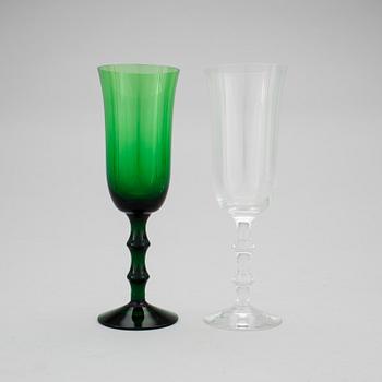 SIMON GATE, Orrefors, vinglas 10 st, "Salut", 1900-talets tredje kvartal.