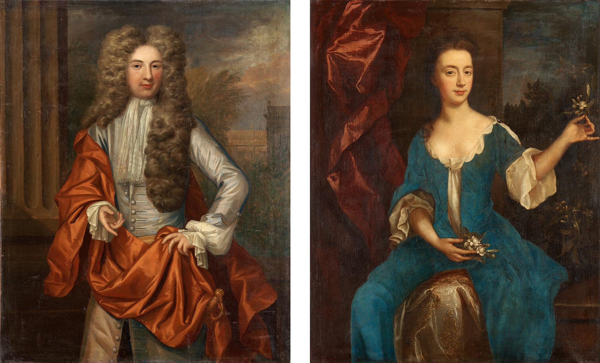 Gottfried Kneller Circle of, John Williams of Rempstone and his wife (2).