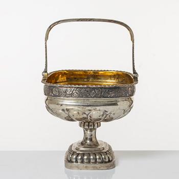 Confectionery bowl and cream jug, low-grade silver, Empire, 19th Century.