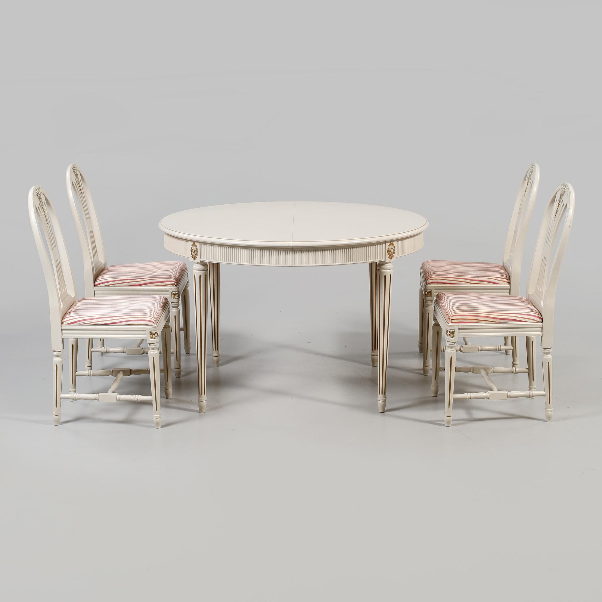 MATSALSGRUPP, 5 delar, gustaviansk stil, 1900-talets andra hälft.