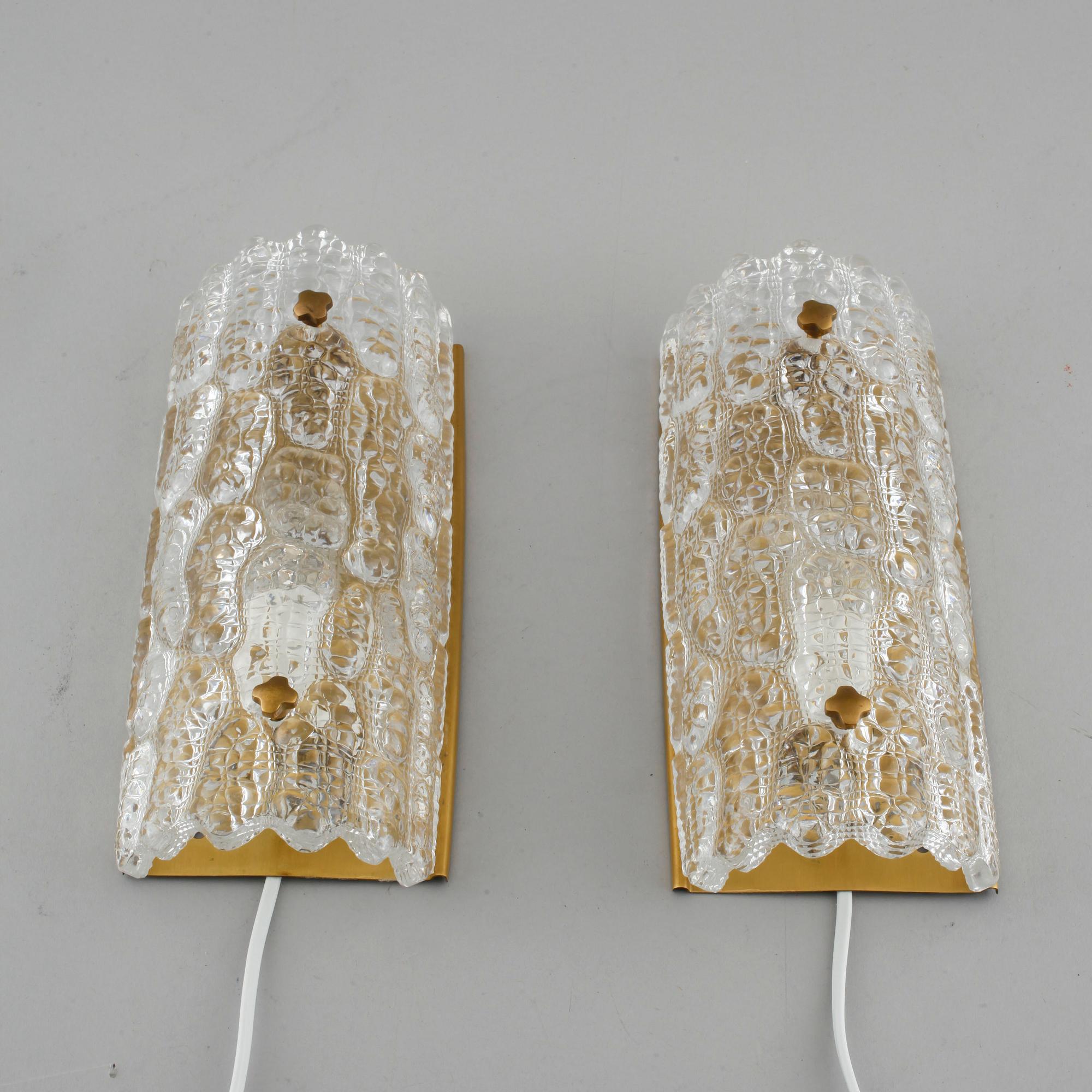 A pair of wall lamps by Carl Fagerlund for Orrefors, second half of the 20th century.