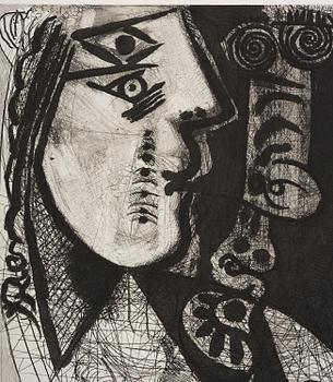 Pablo Picasso, "Couple: Femme et homme-chien, avec femme à la fleur", from: Series 156.