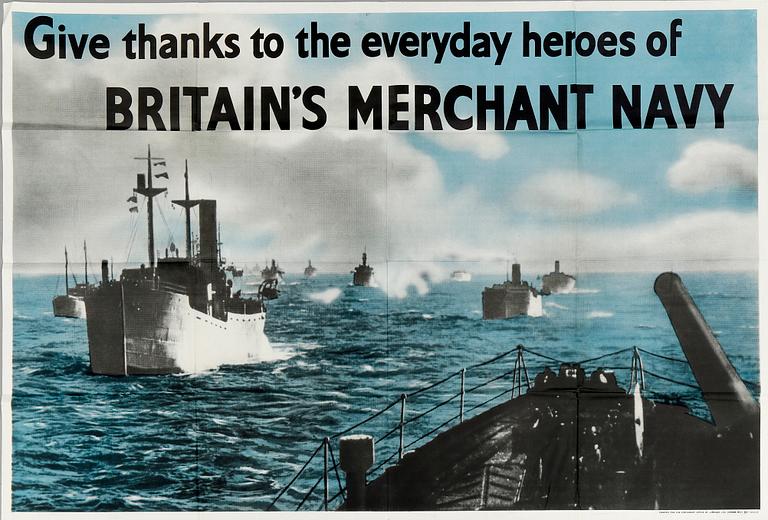 KRIGSAFFISCH, Britain`s Merchant Navy, england 1940-tal.