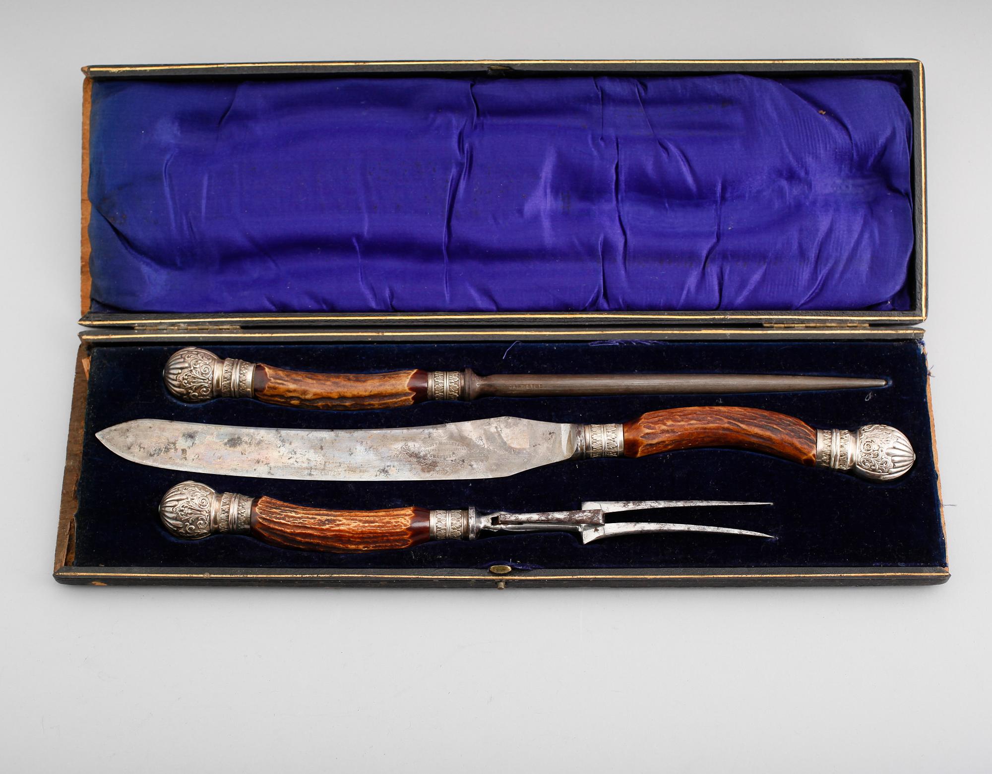 TRANCHERBESTICK, 3 delar, Robert F Moseley, Sheffield, omkring år 1900.