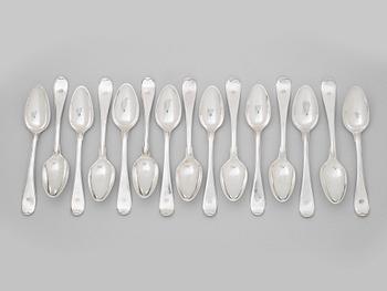 212. A Swedish 18th century set of 15 dessert-spoons, mark of Pehr Zethelius, Stockholm 1797.