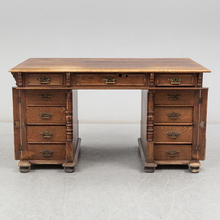 A ca 1900 oak and pine writing desk.