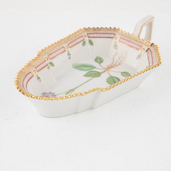 A 'Flora Danica' procelain creamer and a sauce bowl, Royal Copenhagen, Denmark.