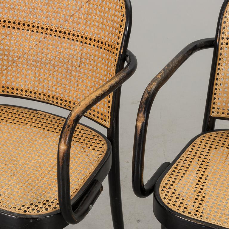 A PAIR OF THONET STYLE ARMCHAIRS.