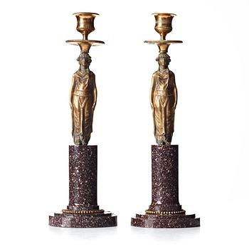 86. A pair of late Gustavian candlesticks, circa 1800.