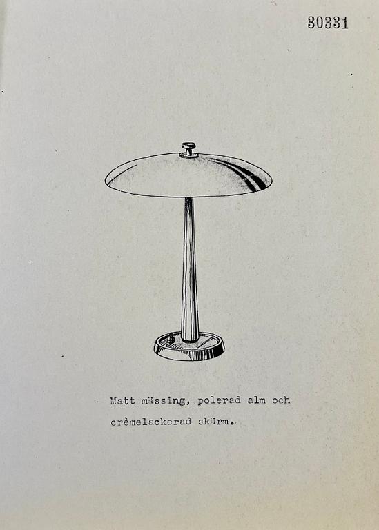 Bertil Brisborg or Erik Tidstrand, a table lamp, model "30331", Nordiska Kompaniet, 1940s.