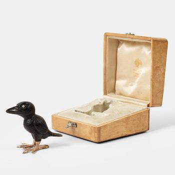 230. A Fabergé, obsidian figure of a raven-chick, in original case.