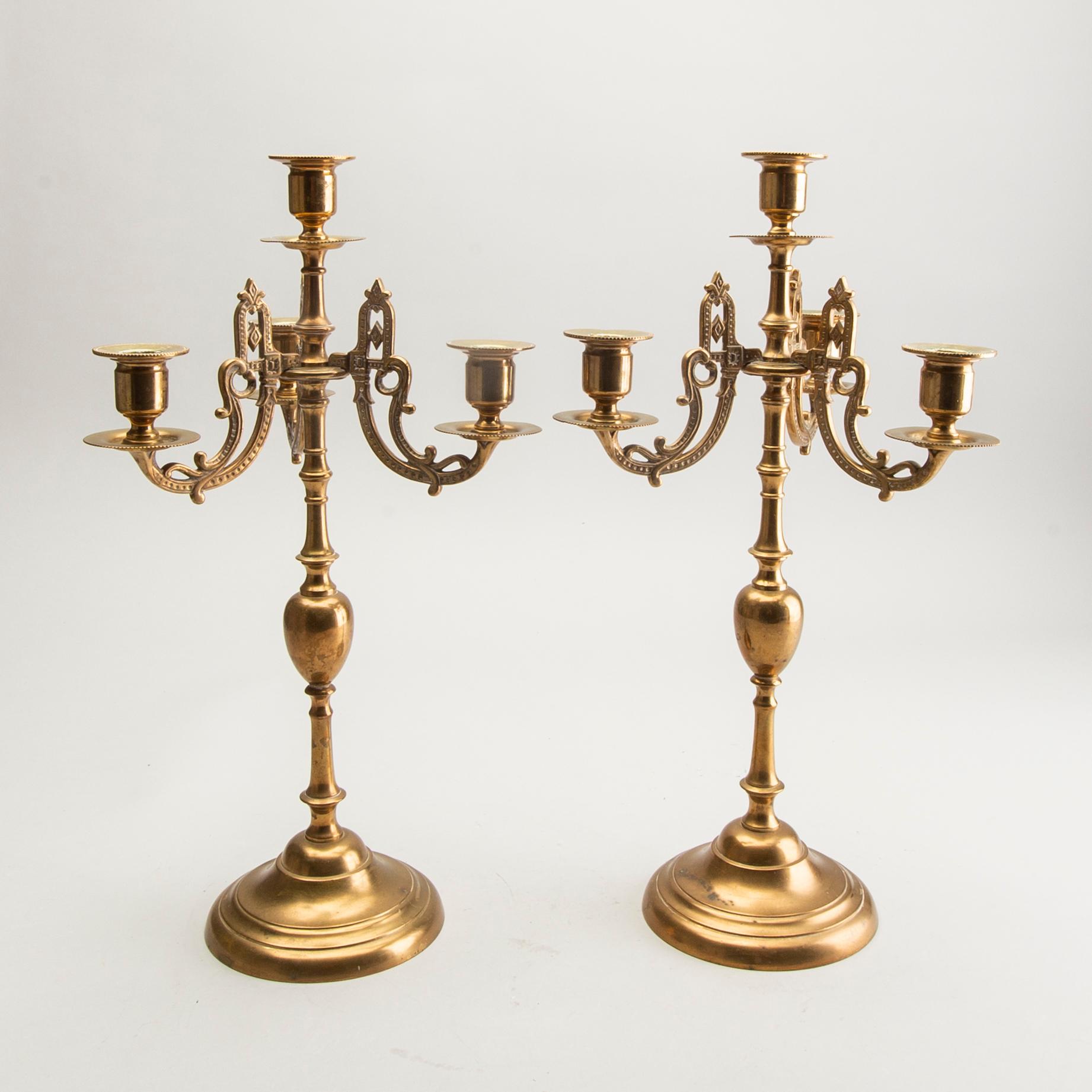 Gusum, Candelabra, a pair, No. 2, brass, 20th century.