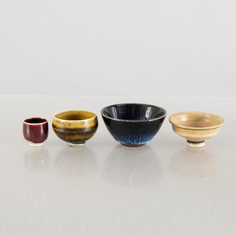 Five miniature vases and four bowls, including Carl Harry Stålhane, Rörstrand and Wilhelm Kåge, Gustavsberg Studio.